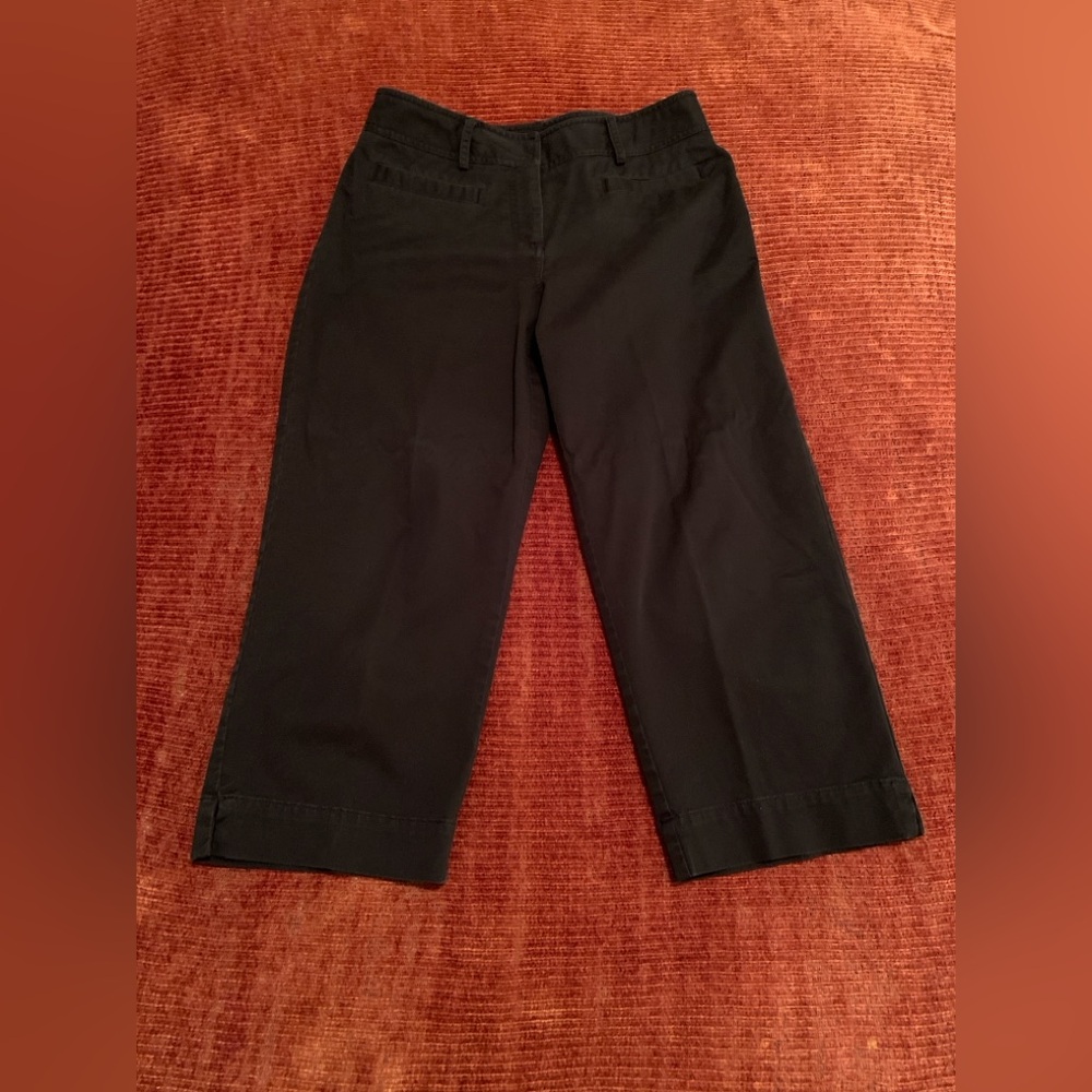 Relaxed Fit Black Cotton Trousers (Cropped Length)